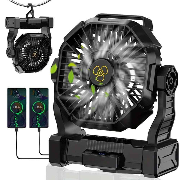 2-in-1 Portable Outdoor Fan & Light (Black)