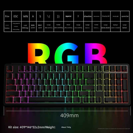 Tri-Mode Wireless Hot-Swappable RGB Mechanical Keyboard(Strawberry on black)