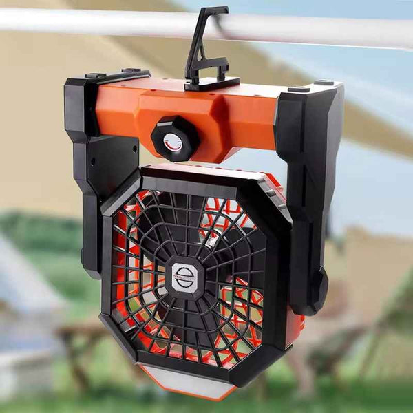 Portable Outdoor Rechargeable Camping Fan with LED Light