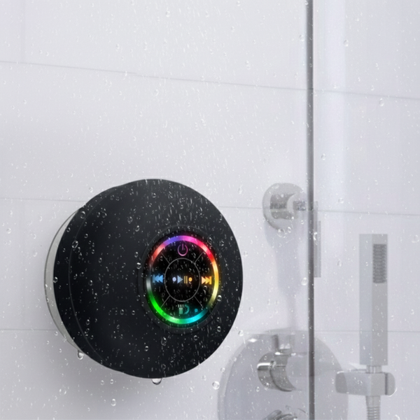 3-in-1 Waterproof Bluetooth Shower Speaker: Suction Cup Phone Stand & Hands-Free Speakerphone (Black)