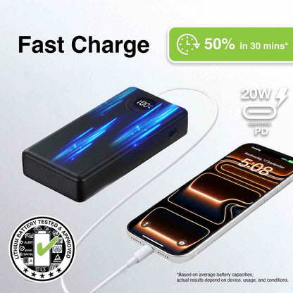 Laser 20000mAh Power bank Battery Display (Black)