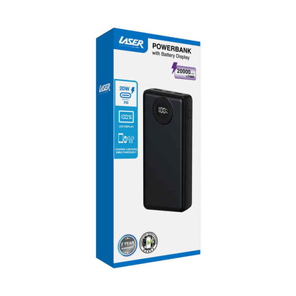 Laser 20000mAh Power bank Battery Display (Black)