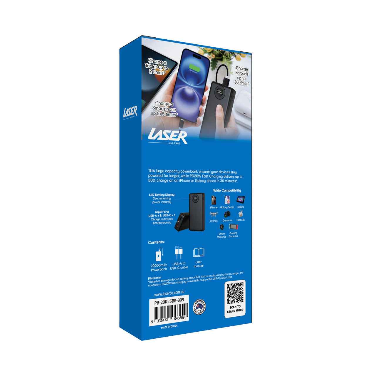 Laser 20000mAh Power bank Battery Display (Black)
