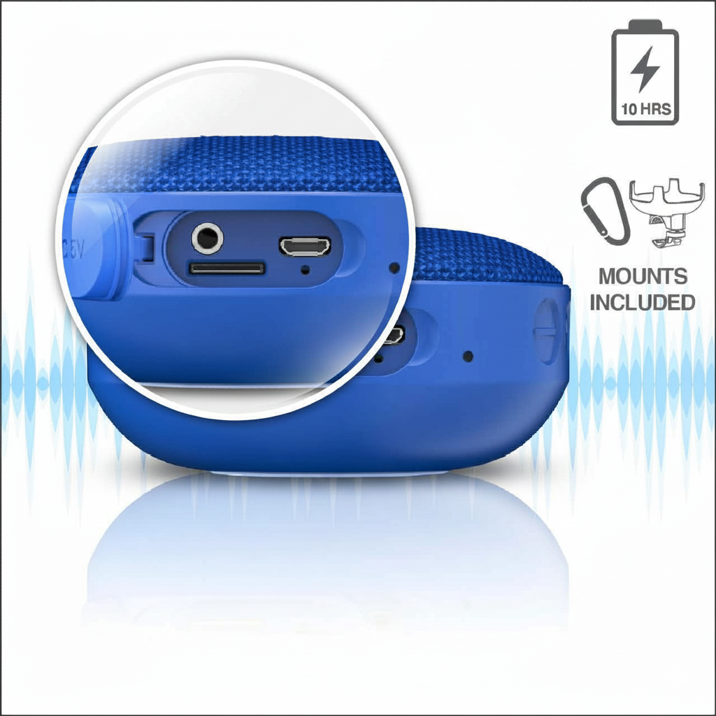 Laser Outdoor Bluetooth Speaker with Mount (Blue)