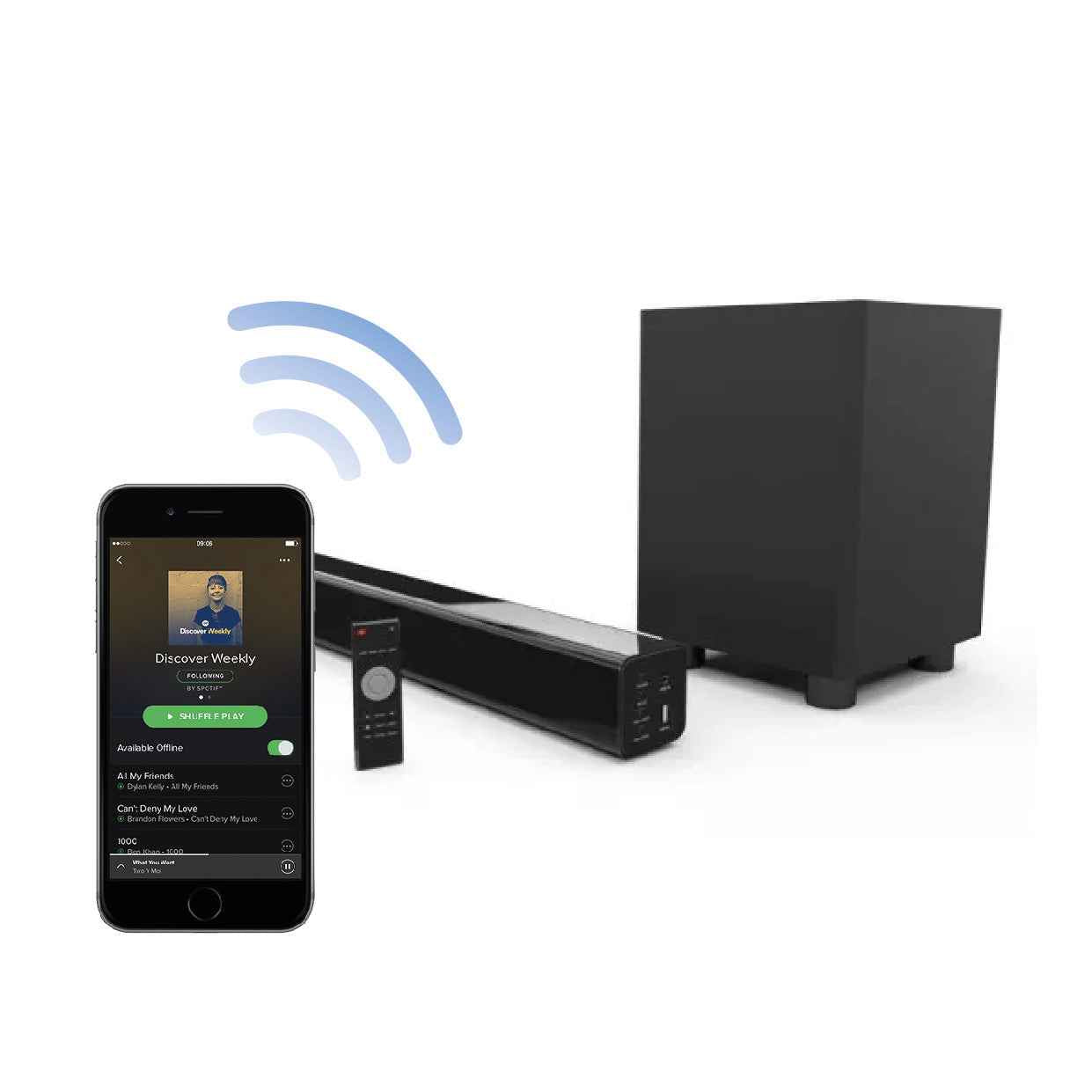 Laser Optical Soundbar with Wireless Sub-woofer