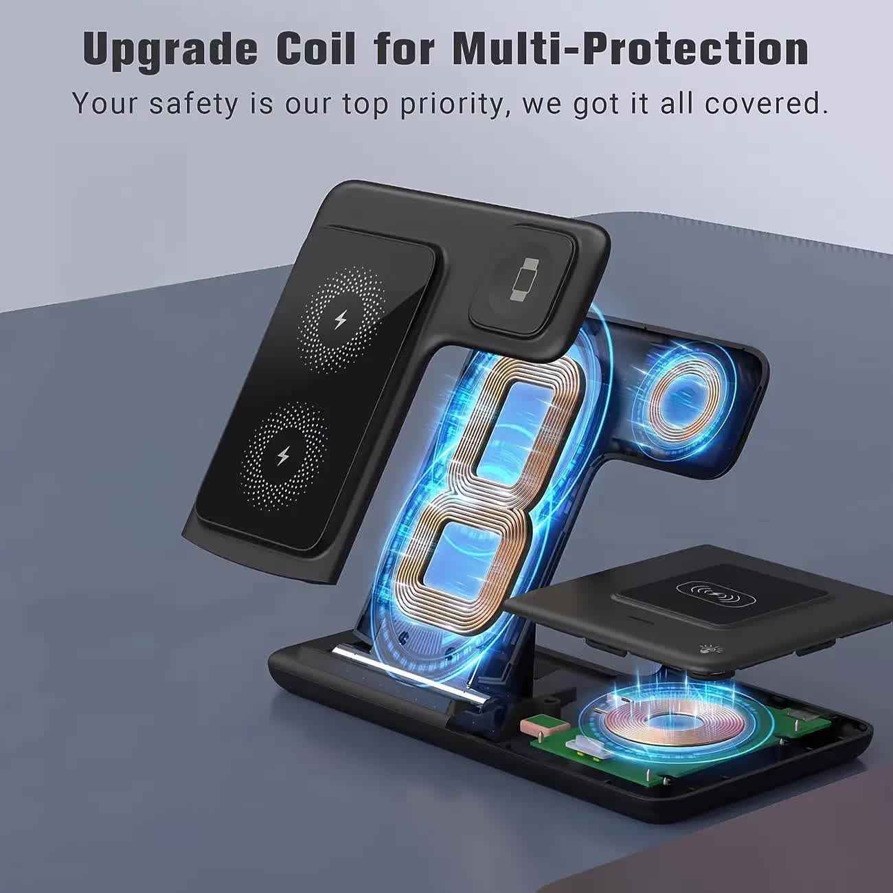 Multi-device 3-in-1 Foldable Wireless Charging Station