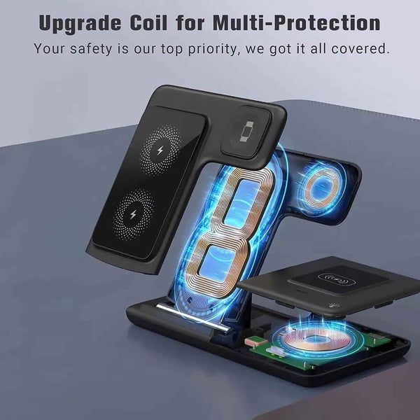 Multi-device 3-in-1 Foldable Wireless Charging Station Hover