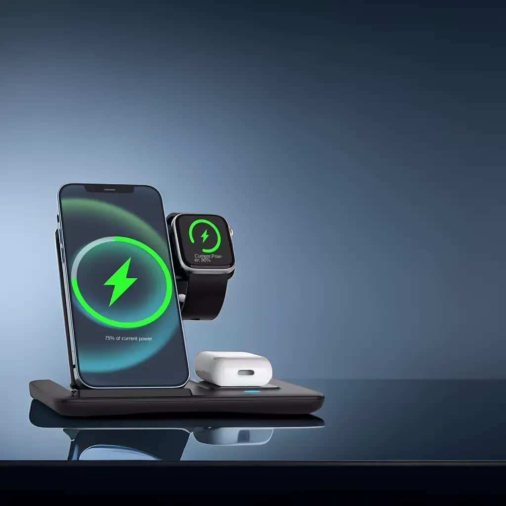 Multi-device 3-in-1 Foldable Wireless Charging Station