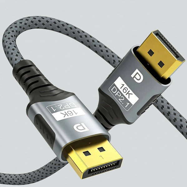 3.3ft 16K DisplayPort 2.1 Braided Cable (Grey)
