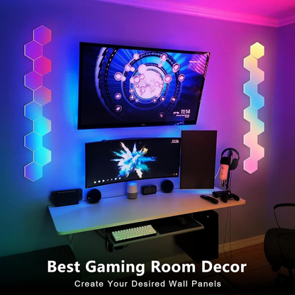 6 Pack Hexagon LED Wall Lights, Smart RGB Honeycomb Lights with APP & Voice Control, Music Sync Modular LED Panels