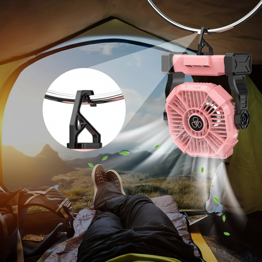 2-in-1 Portable Outdoor Fan & Light (Black)