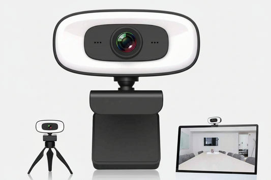 4K Webcam with Ring Light Built in Microphone and Tripod for Video Conferencing