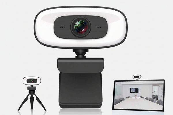 4K Webcam with Ring Light Built in Microphone and Tripod