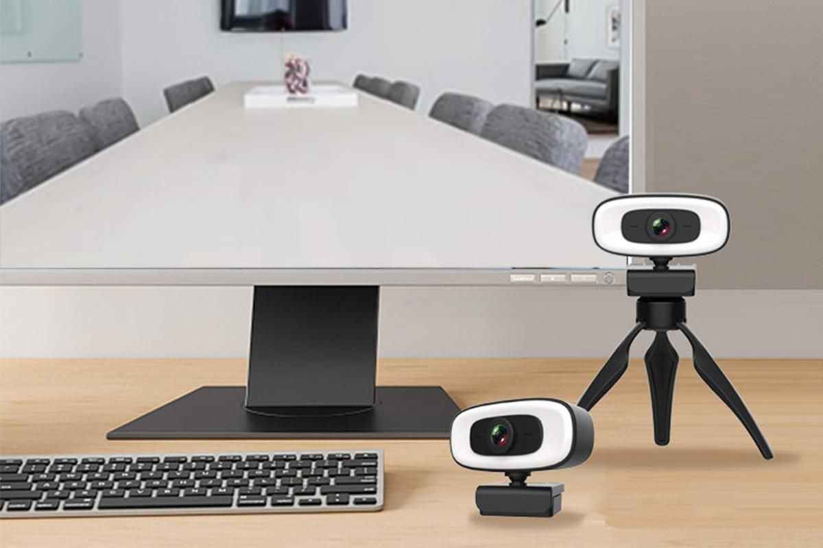 4K Webcam with Ring Light Built in Microphone and Tripod for Video Conferencing