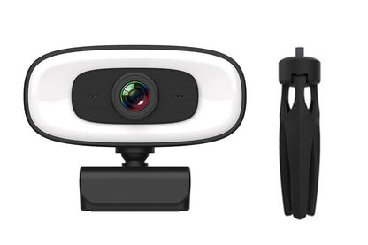 4K Webcam with Ring Light Built in Microphone and Tripod