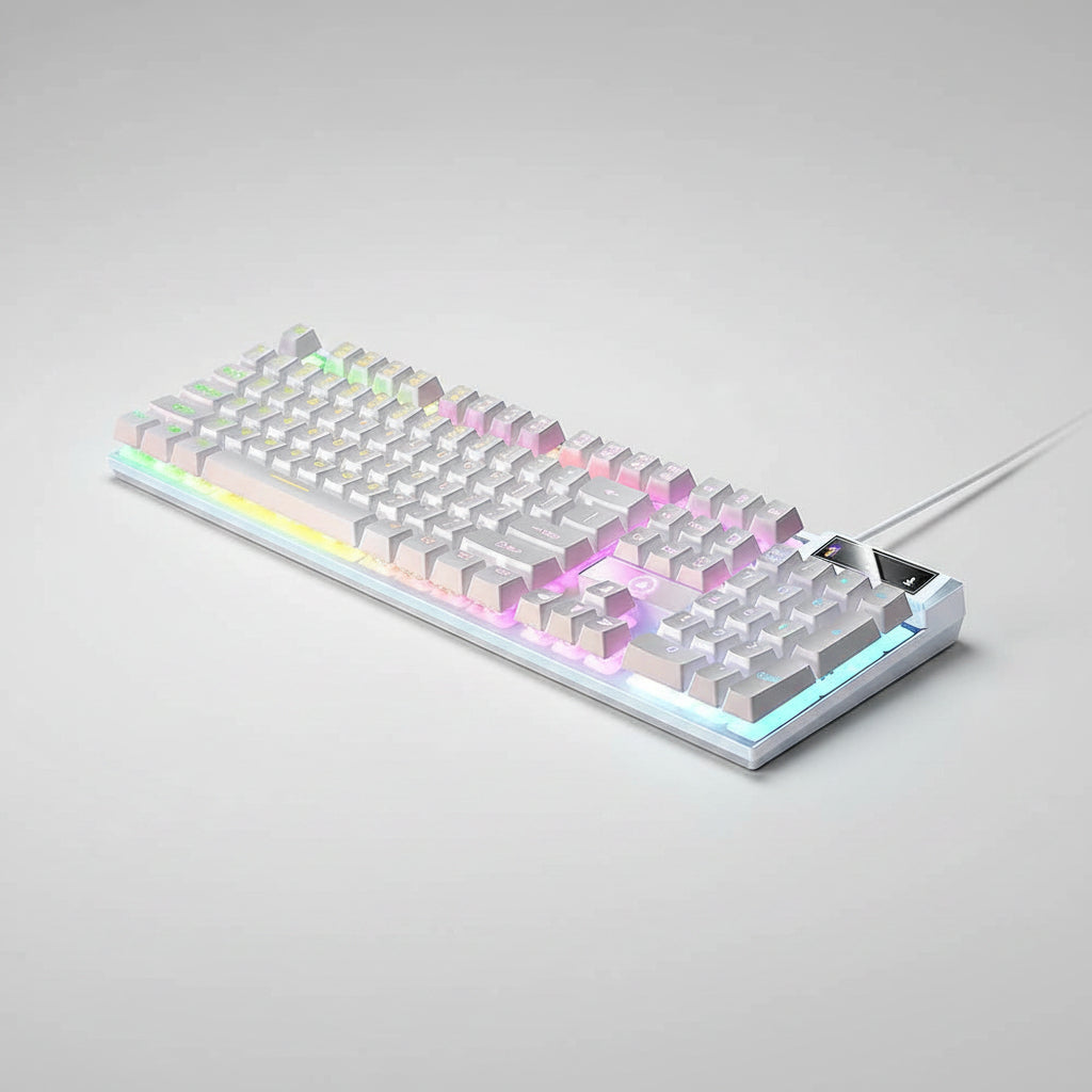 104 Keys Mechanical Gaming Keyboard Wired Backlit Keyboard Hot-Swap Mechanical Keyboard Wired Gaming Keyboard with Number Pad -White