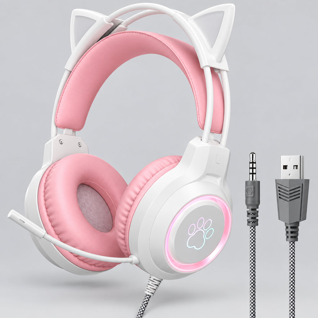 Cat Ear RGB Gaming Headset (Pink)