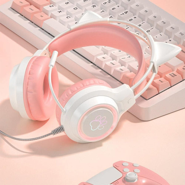 Cat Ear RGB Gaming Headset (Pink) Hover