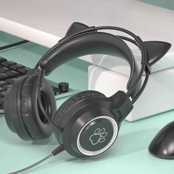Cat Ear RGB Gaming Headset (Black) Hover
