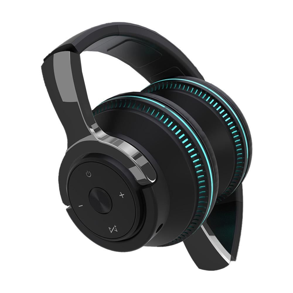 Foldable Bluetooth 5.1 Headphones with LED Lights (Black)
