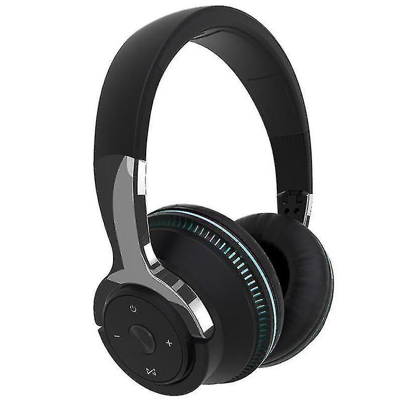 Foldable Bluetooth 5.1 Headphones with LED Lights (Black)
