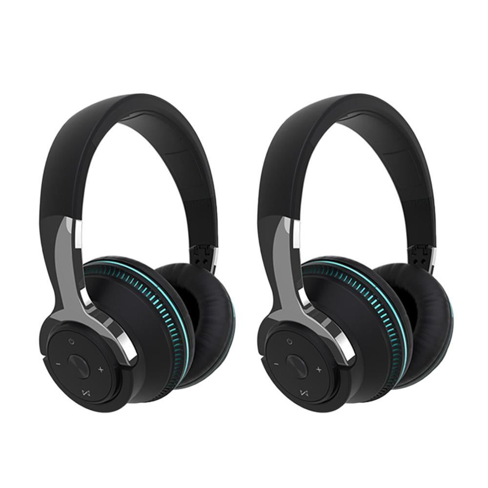 Foldable Bluetooth 5.1 Headphones with LED Lights (Black)