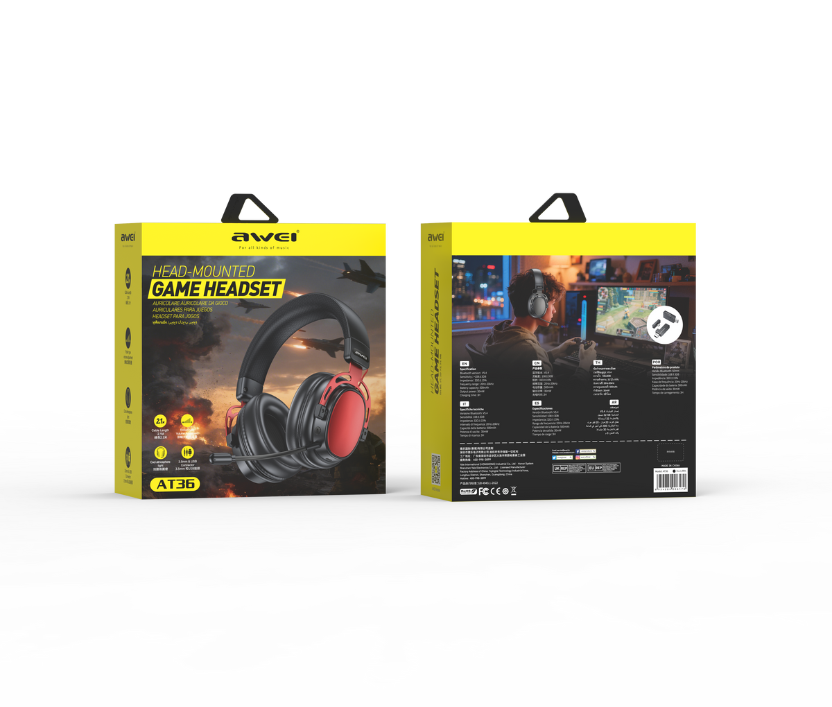 AWEI AT36 Tri-Mode Wireless Gaming Headset (Red)