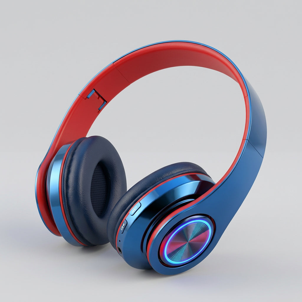 Foldable Bluetooth 5.3 Over-Ear Headphones with LED Lights
