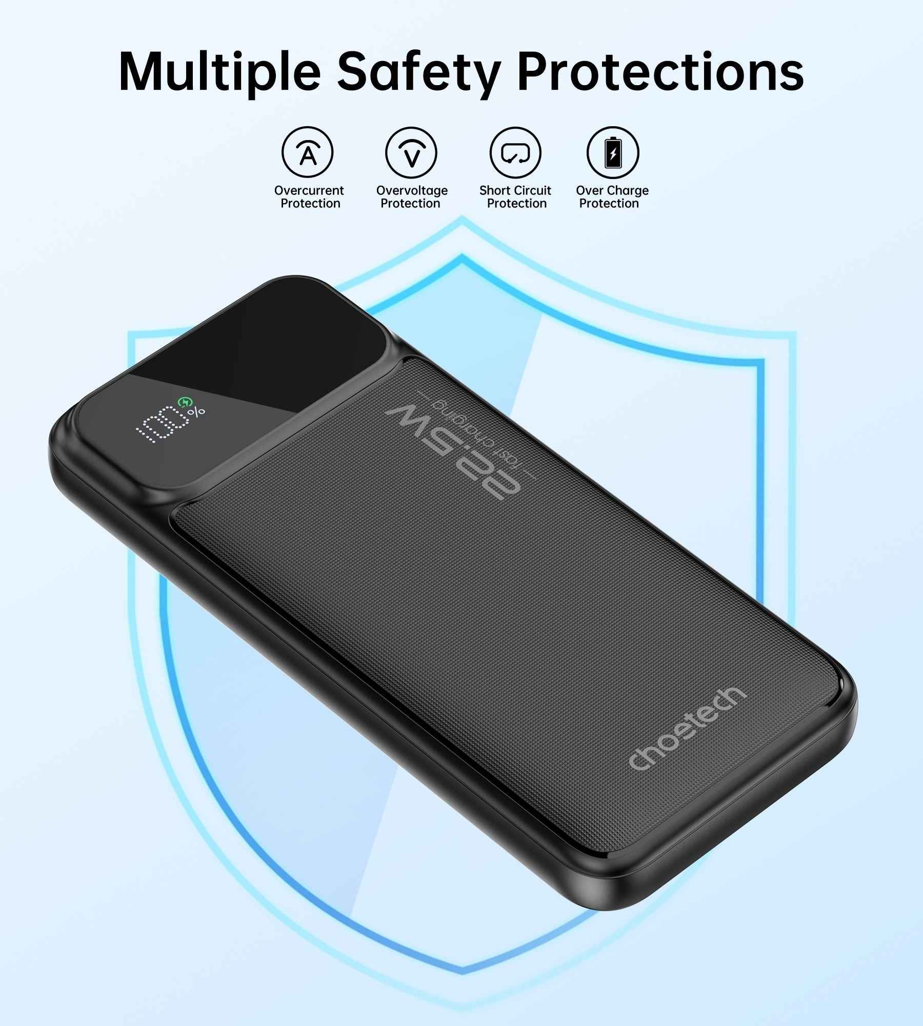 CHOETECH B728 10000mAh Power Bank PD 22.5W Digital Display