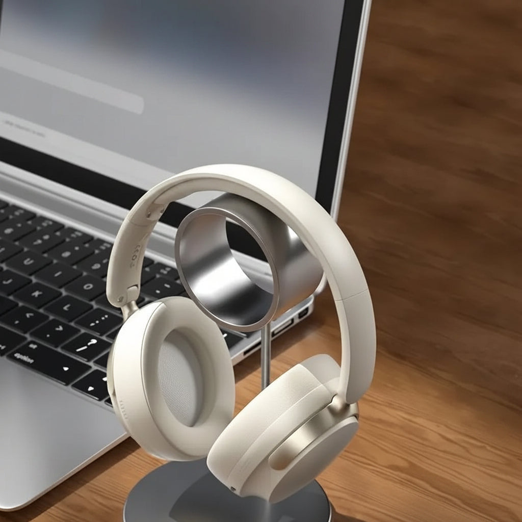 Bluetooth Over-Ear Headphones - Active Noise Cancelling Mic & Hi-Fi Stereo (Beige)