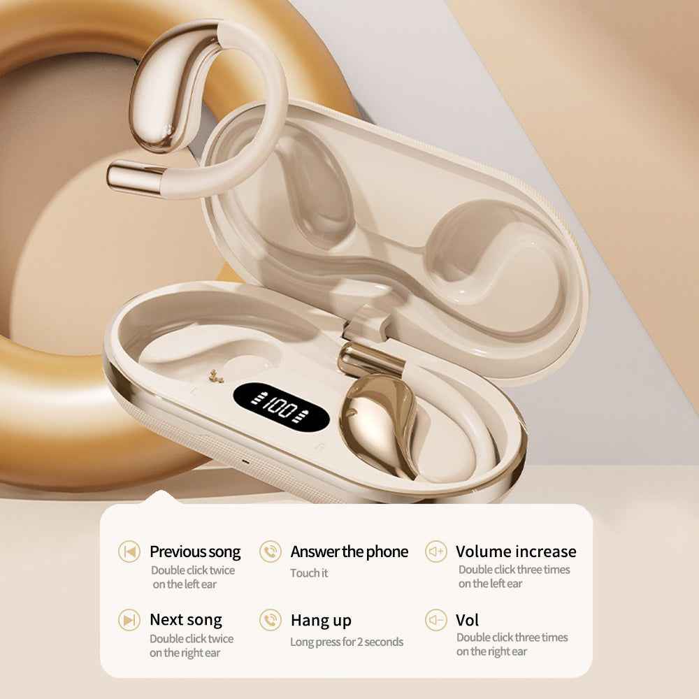 Open-Ear Wireless Ear hook Sports Headphones (Beige)