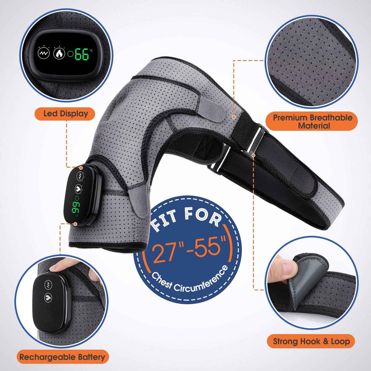Rechargeable Heated Shoulder Massager with LED Display
