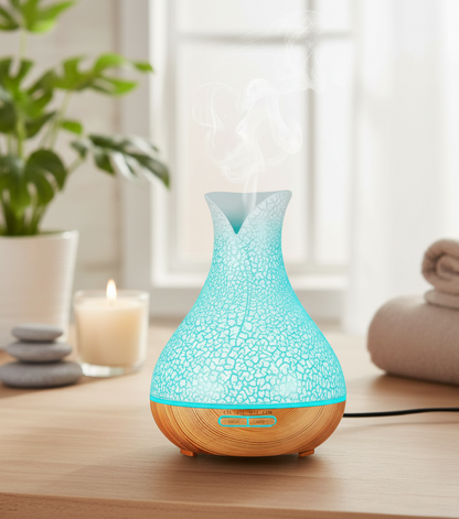 Wood-Grain Essential Oil Diffuser with Lattice Design