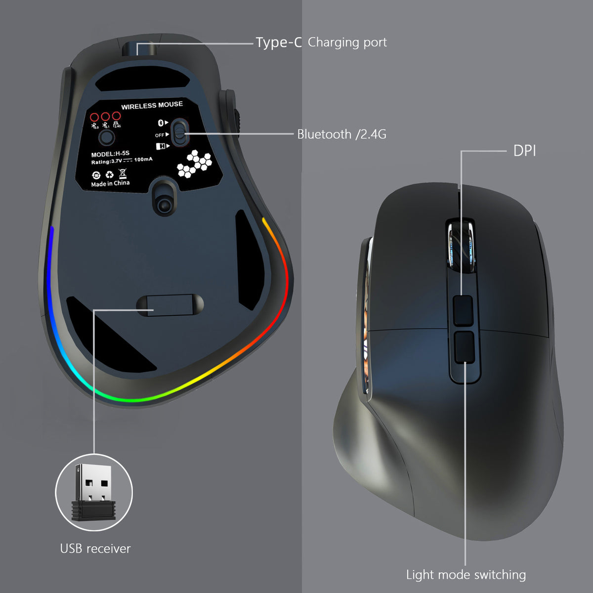 Ergonomic Vertical Wireless Mouse