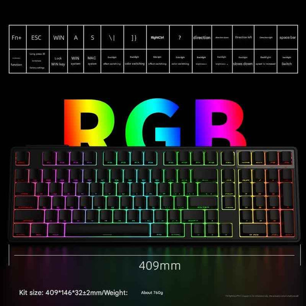 Tri-Mode Wireless Hot-Swappable RGB Mechanical Keyboard (Midnight on black)