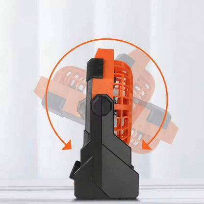 Black and orange Portable Outdoor Camping Fan with LED Light - Rechargeable USB Tent Fan for Australia