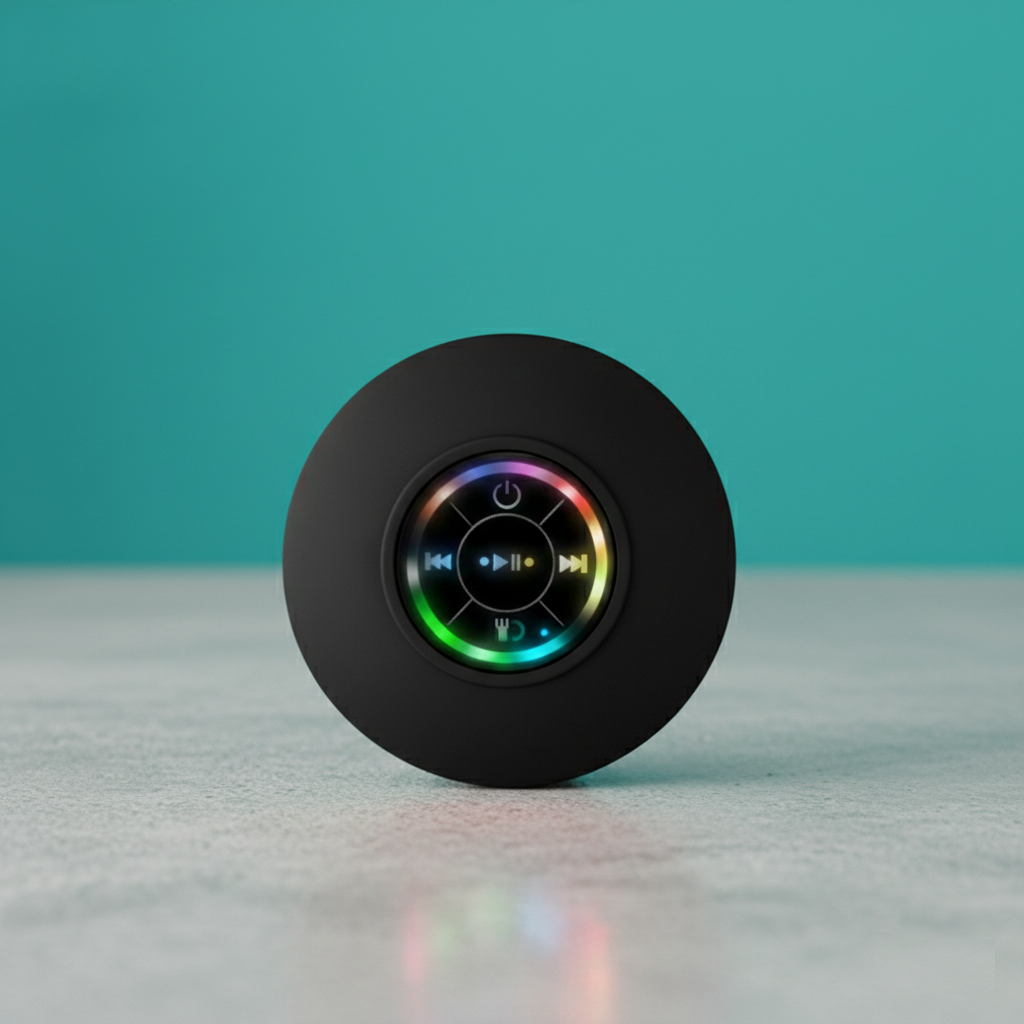 3-in-1 Waterproof Bluetooth Shower Speaker: Suction Cup Phone Stand & Hands-Free Speakerphone (Black)