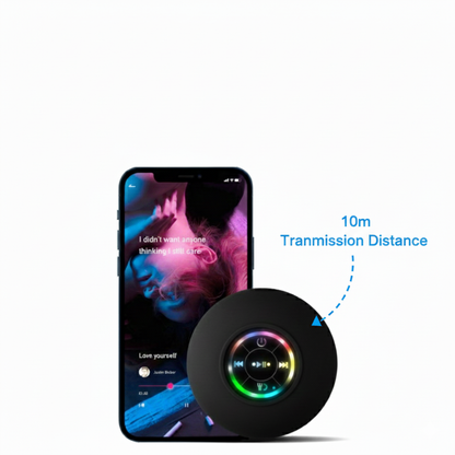 3-in-1 Waterproof Bluetooth Shower Speaker: Suction Cup Phone Stand & Hands-Free Speakerphone (Black)