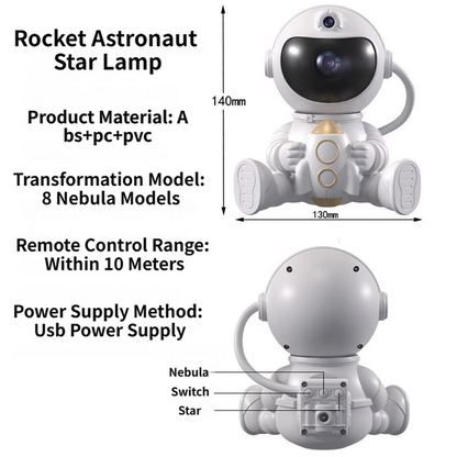 Astronaut Starry Nebula Projector - 360° Rotating Galaxy Night Light with Remote - Space Shuttle Edition