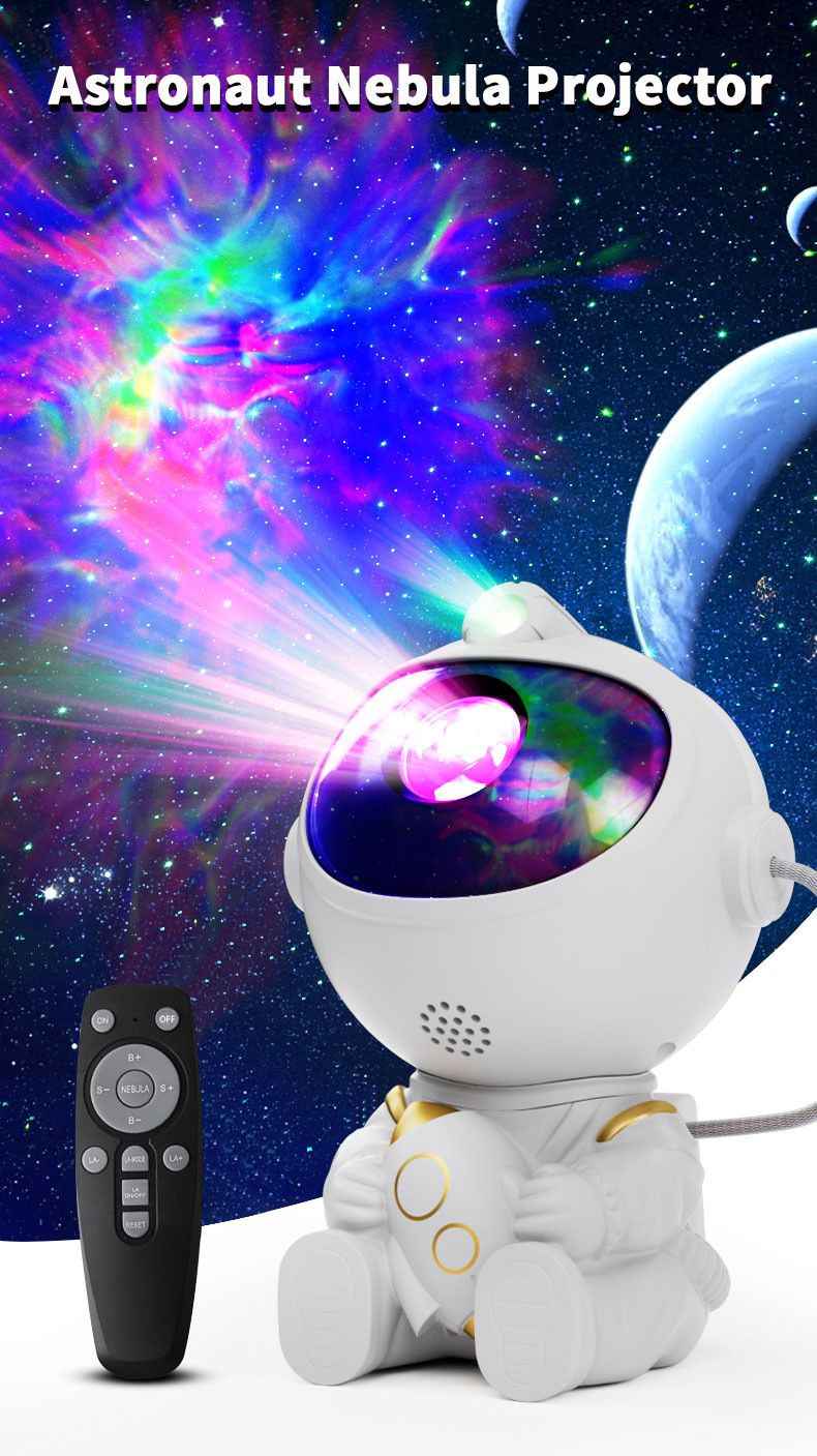 Astronaut Starry Nebula Projector - 360° Rotating Galaxy Night Light with Remote - Space Shuttle Edition