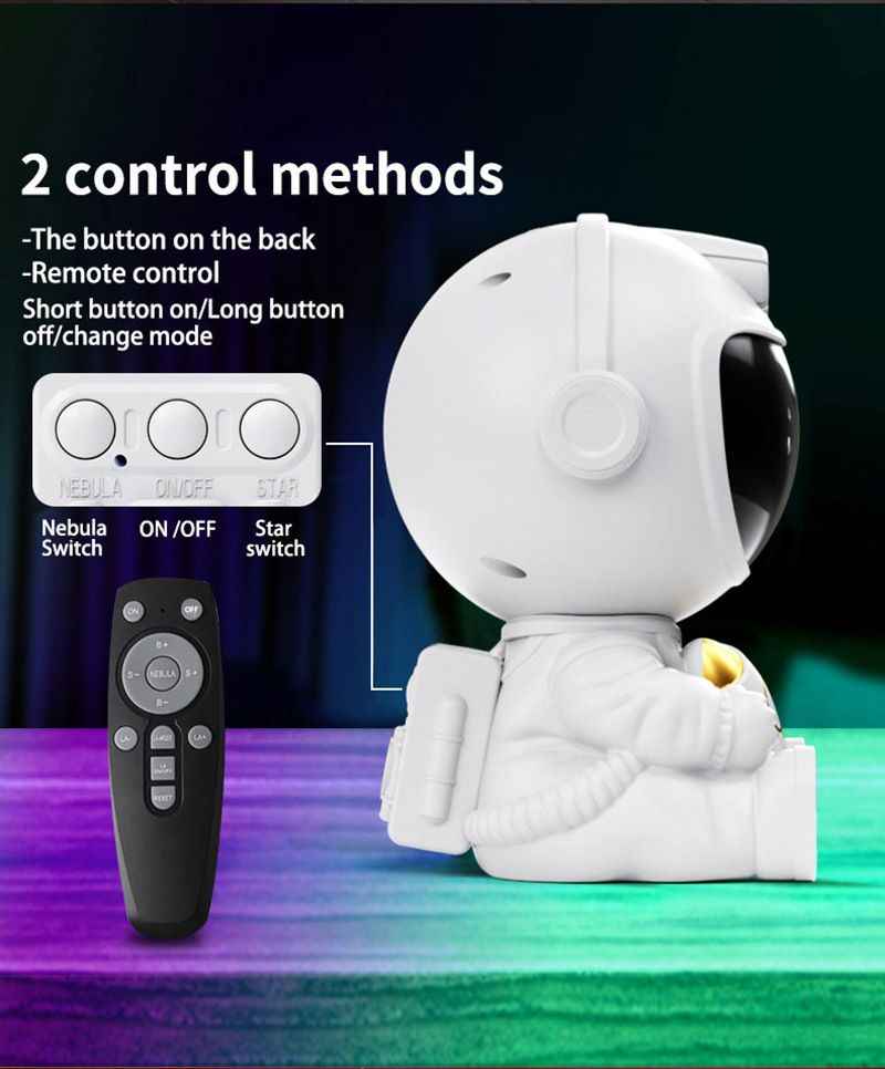 Astronaut Starry Nebula Projector - 360° Rotating Galaxy Night Light with Remote - Space Shuttle Edition