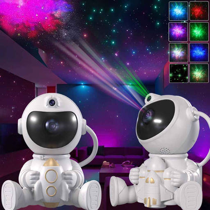 Astronaut Starry Nebula Projector - 360° Rotating Galaxy Night Light with Remote - Space Shuttle Edition